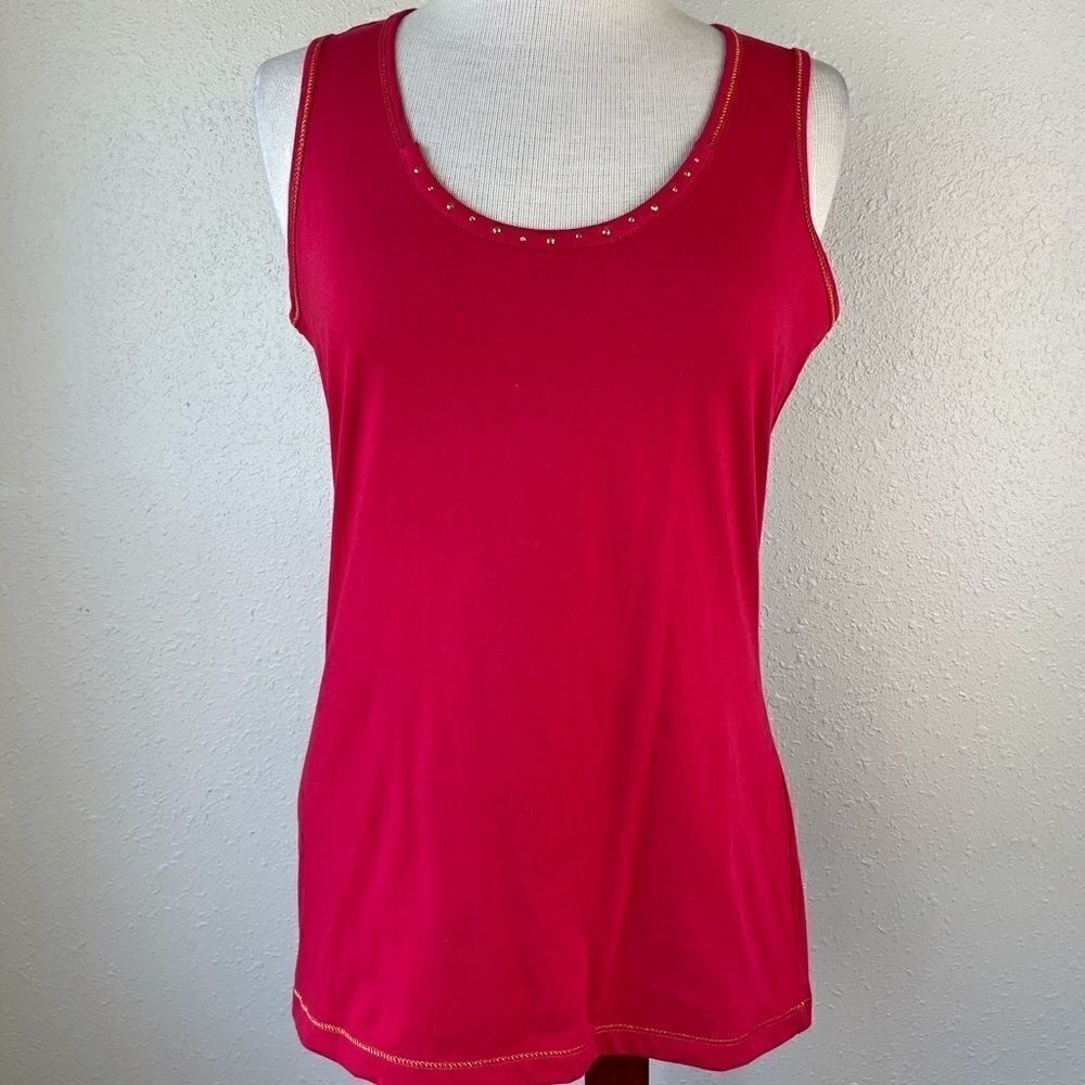 NWT Passports Red & Gold Metallic Tank Top Size M